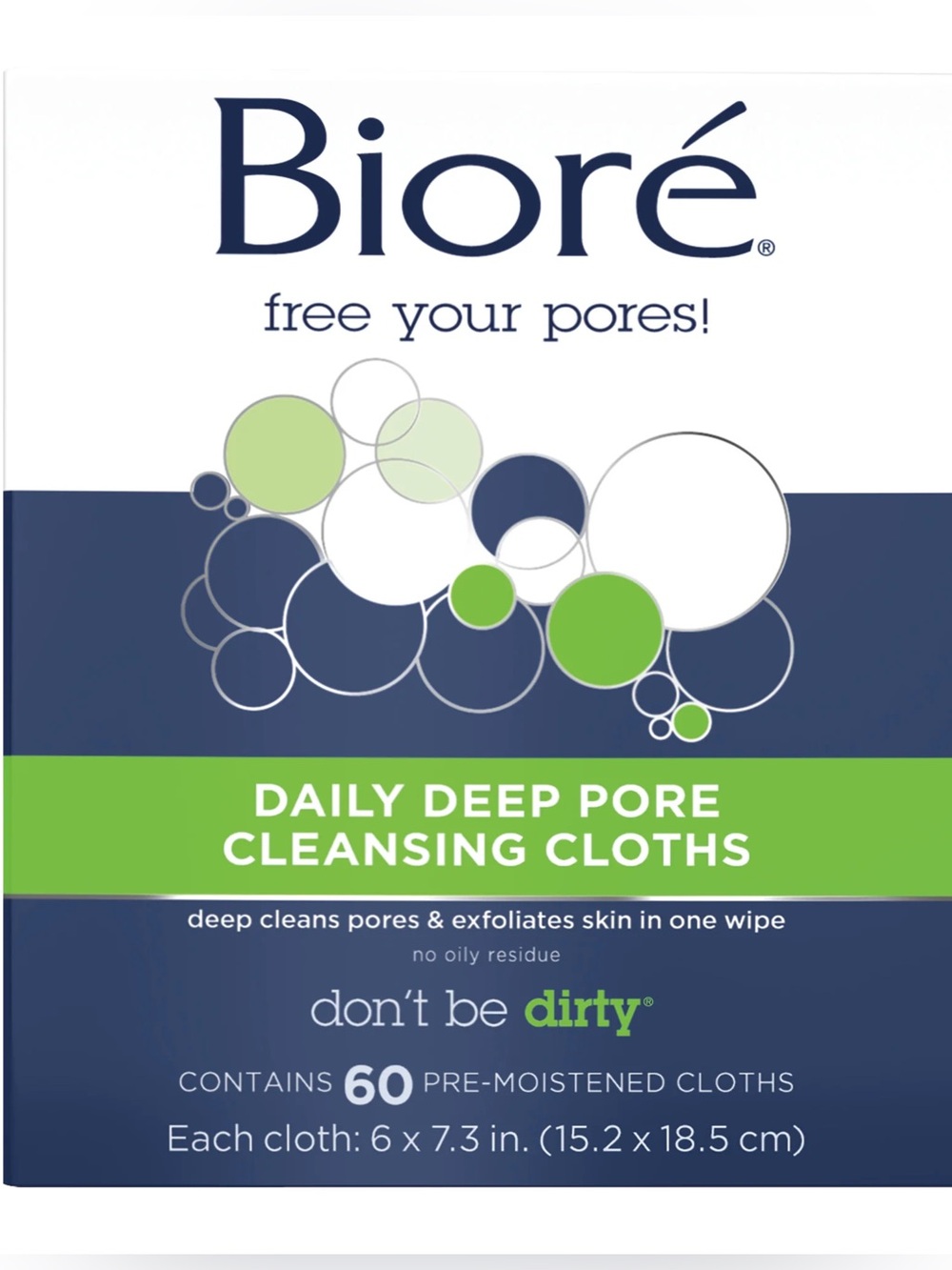 Bioré Daily Deep Pore Cleansing Cloths 60ct, NEW